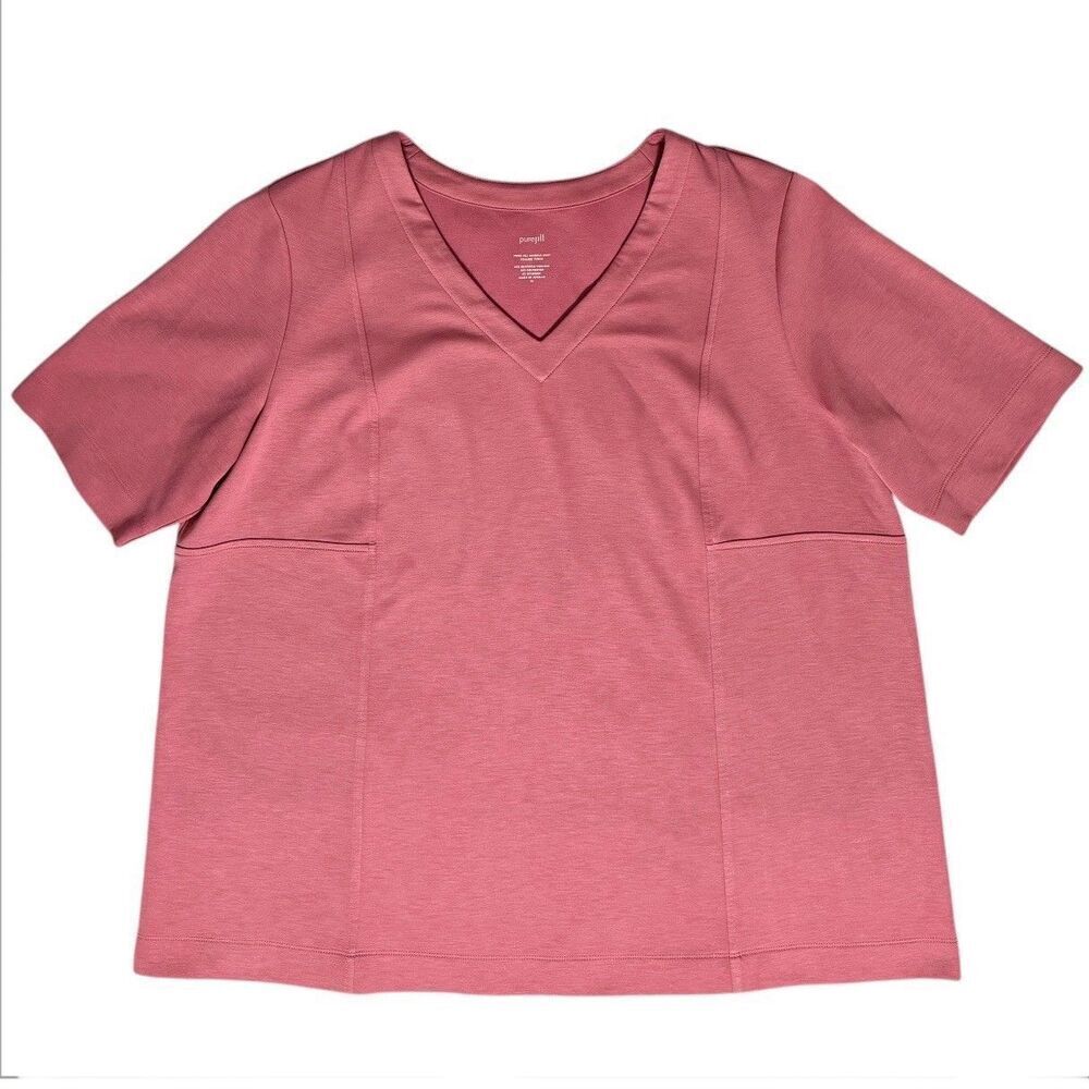 J. Jill Pure Double Knit Seamed Tunic XL Dusty Pink V-Neck Modest Capsule Boho - Picture 2 of 6